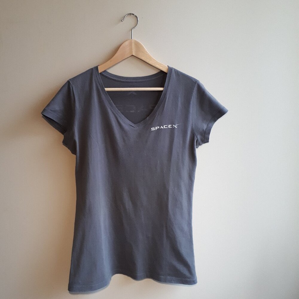 SPACEX Official Merch V-Neck Logo T-shirt in Space Gray